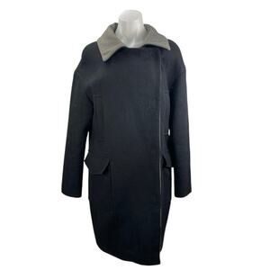 Vero Moda Black Gray Collar Wool Long Sleeve Longlin Trench Coat Jacket Size M